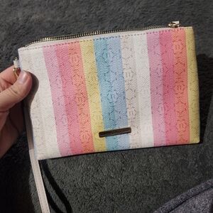 Nanette Lepore Vegan Leather Multicolor Striped Women's Clutch